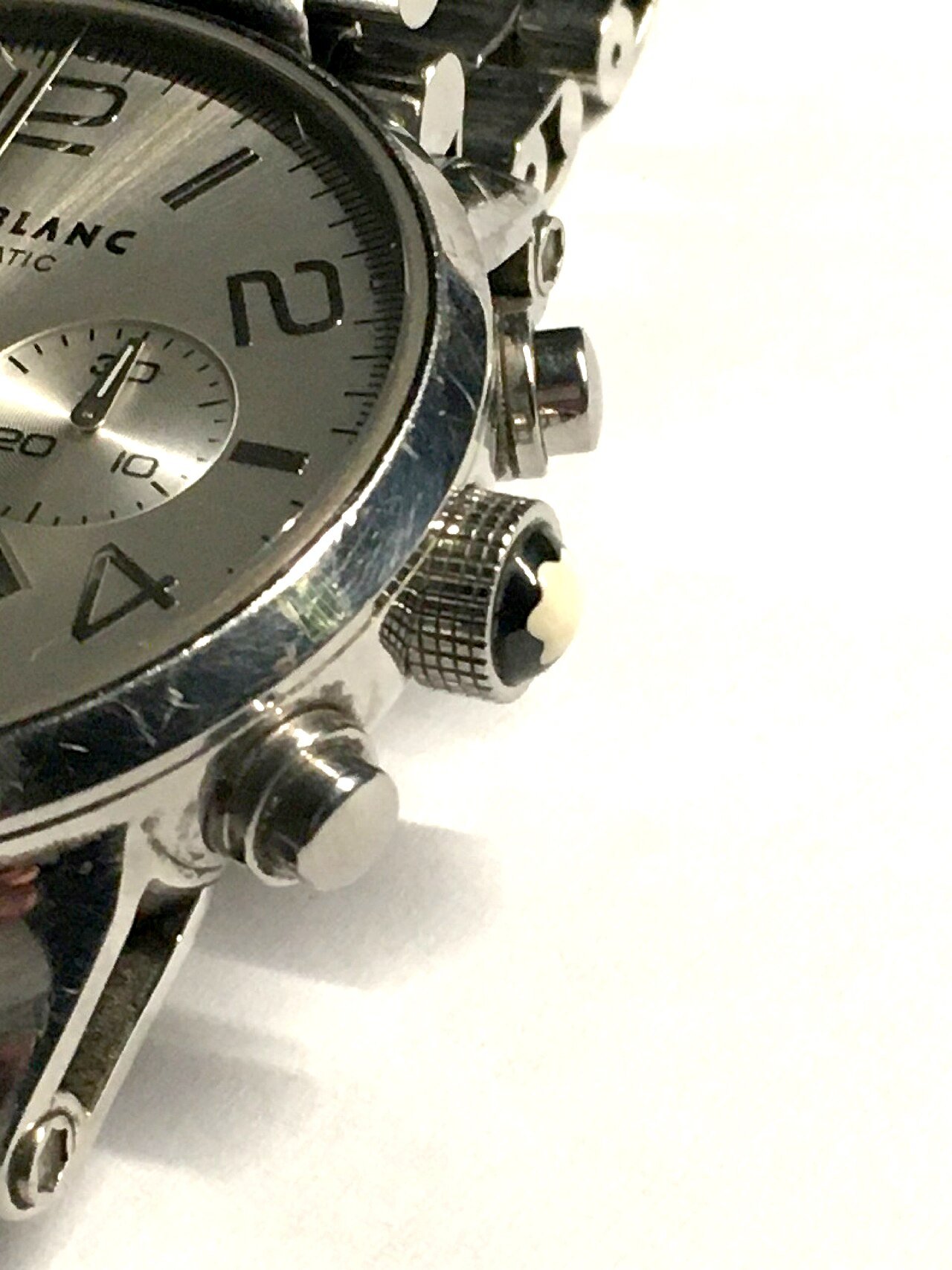 Montblanc TimeWalker crown and chronograph pushers side view