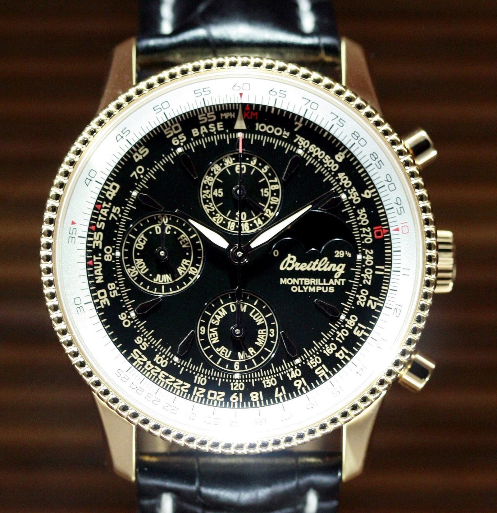 Breitling watch dial close-up (chronograph)