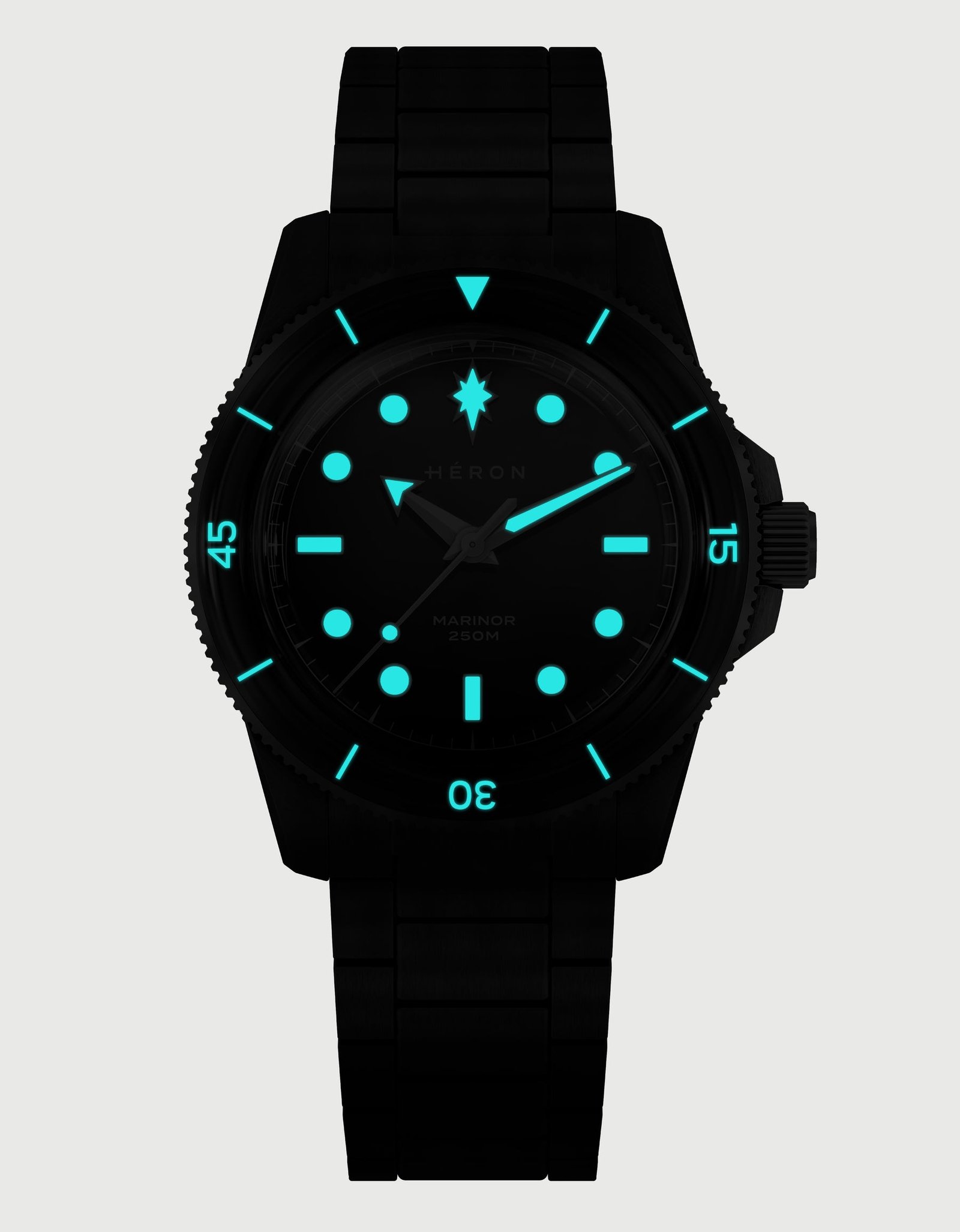 Héron Marinor Gen II Atlantic Blue dial and bezel