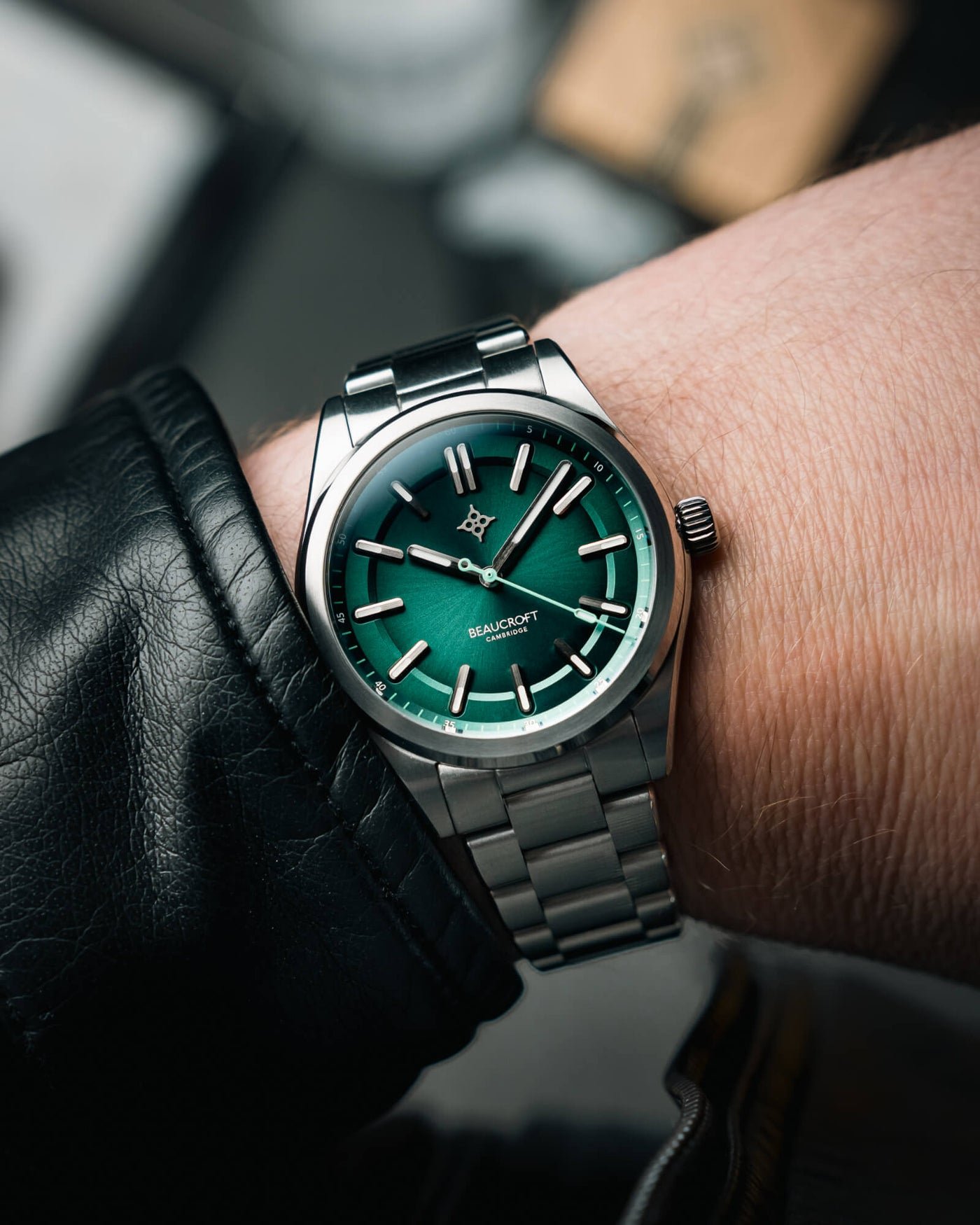 Beaucroft Element (Forest Green) watch — on-wrist photo
