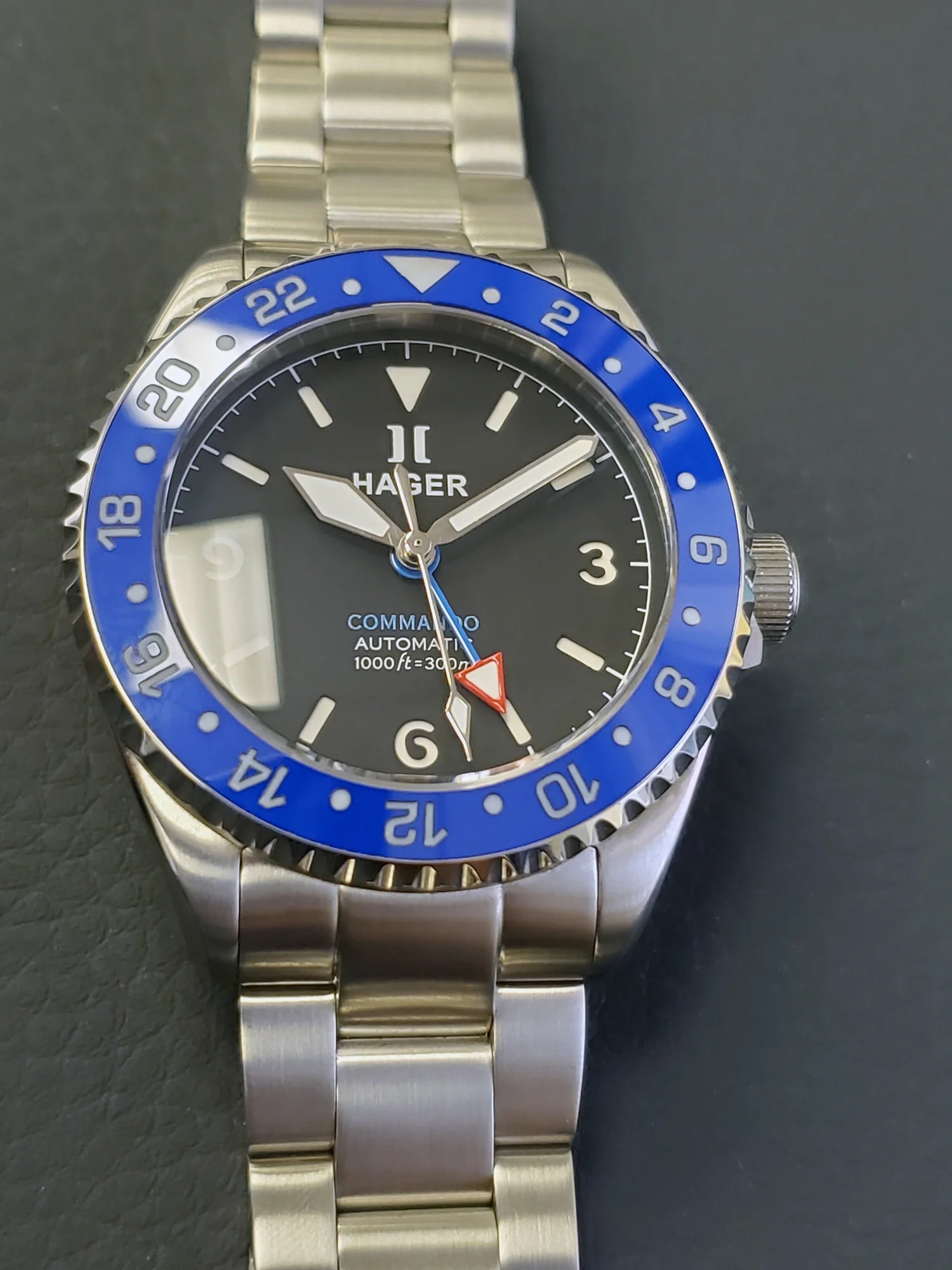 Hager Commando GMT blue dial and 24-hour bezel