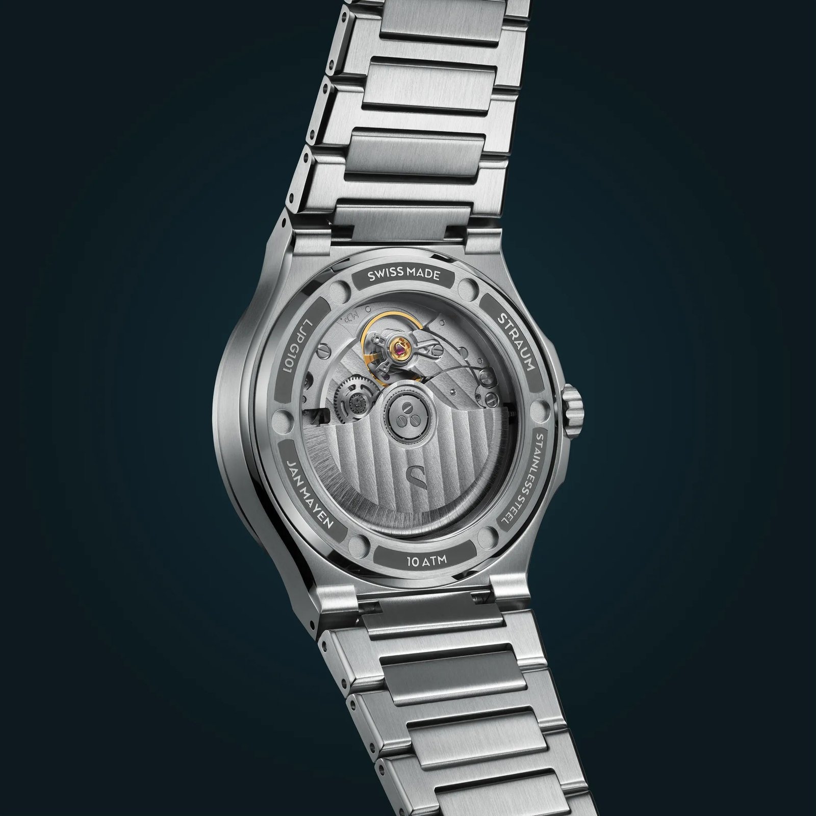 Straum Jan Mayen caseback and bracelet angle (official image)