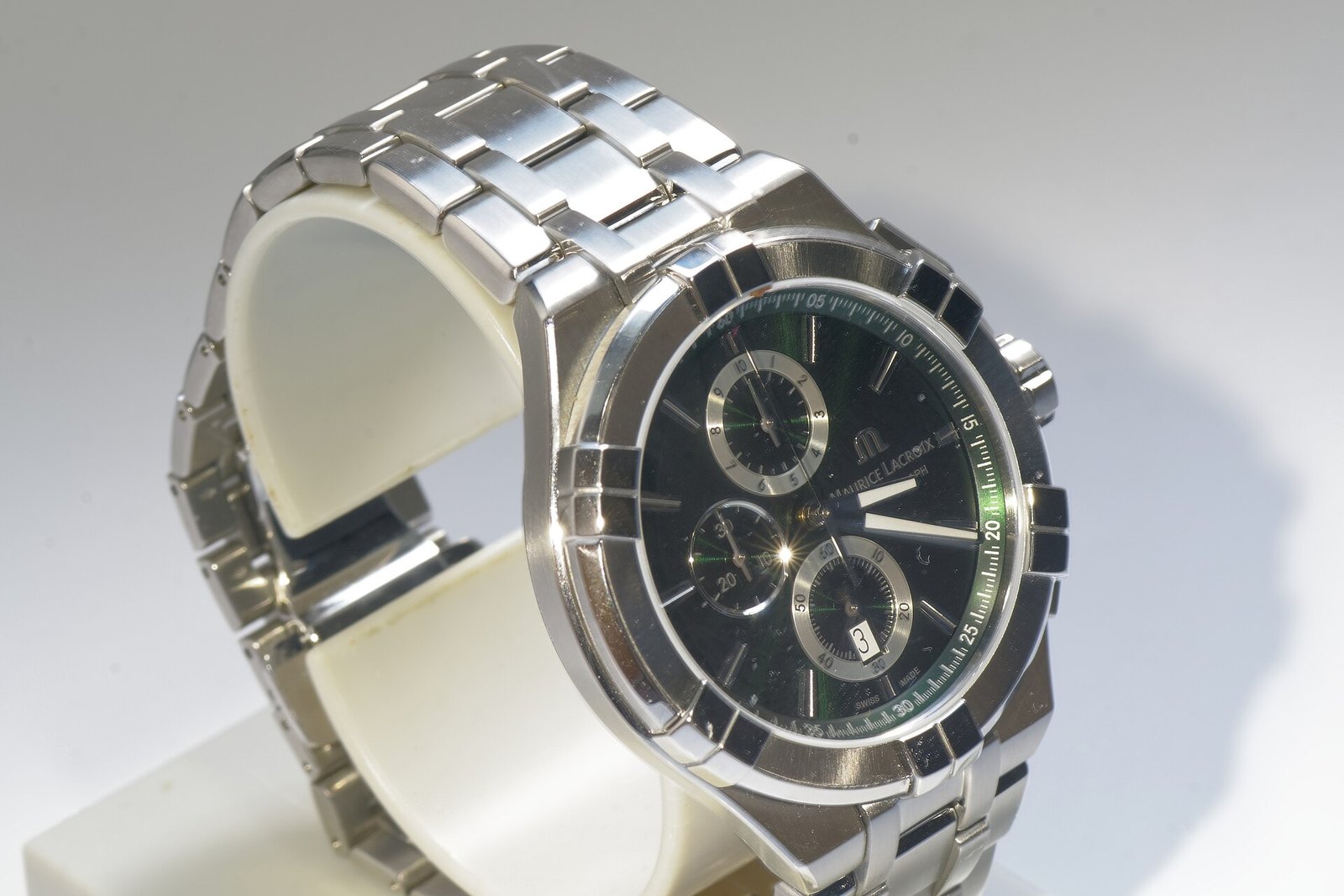 Maurice Lacroix watch angled side view