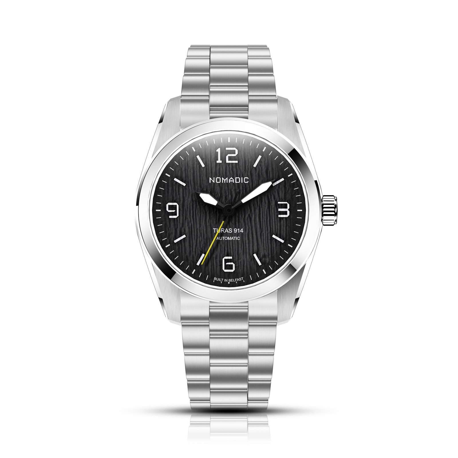 Nomadic Turas 914 Black Ice on wrist / lifestyle photo